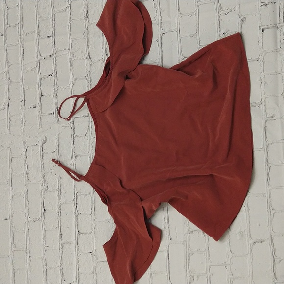Everly Rustic Brown Cold Shoulder Top - Picture 2 of 6